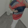 Hideg selyem női felső - csíkos/piros