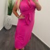 Rövid ujjú női ruha - pink