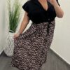Női maxi ruha - barna/fekete leopárd minta